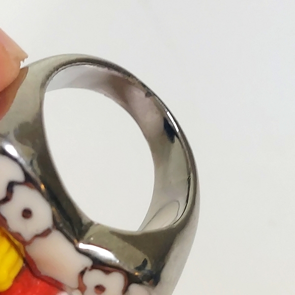 Raised Glass Heart Enamel Metal Statement Ring - Picture 8 of 10